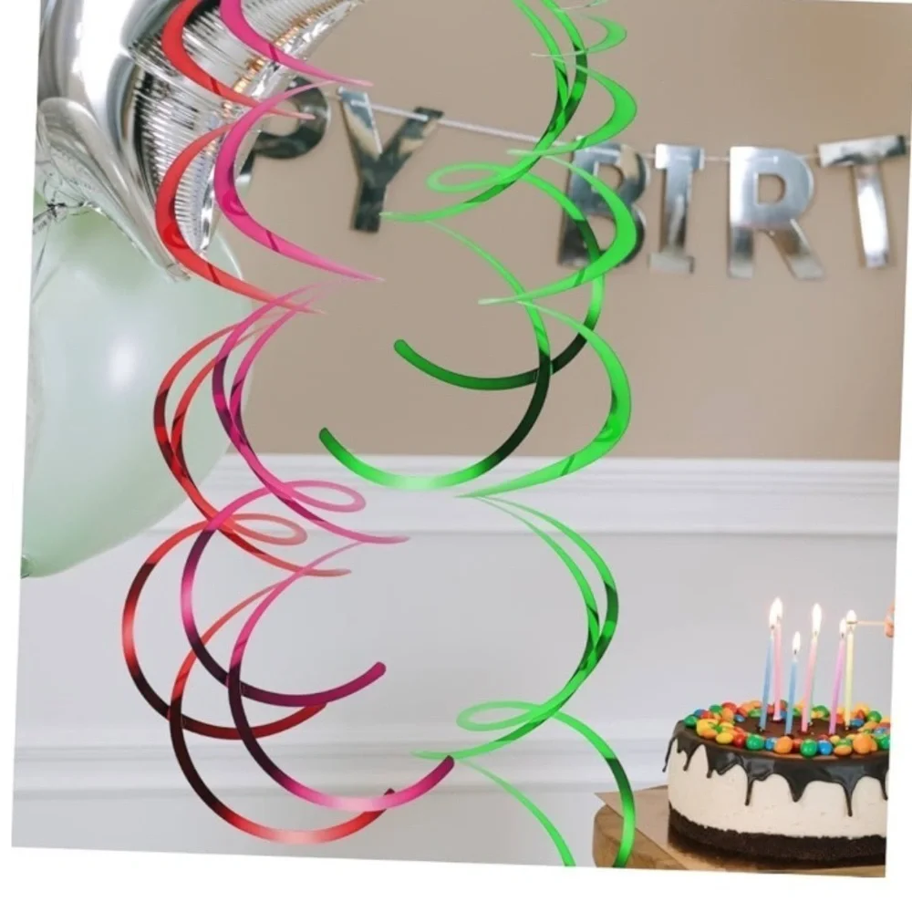 Metallic & Matte Foil Hanging Swirlies, perfect for parties, EUC, 18 swirlies